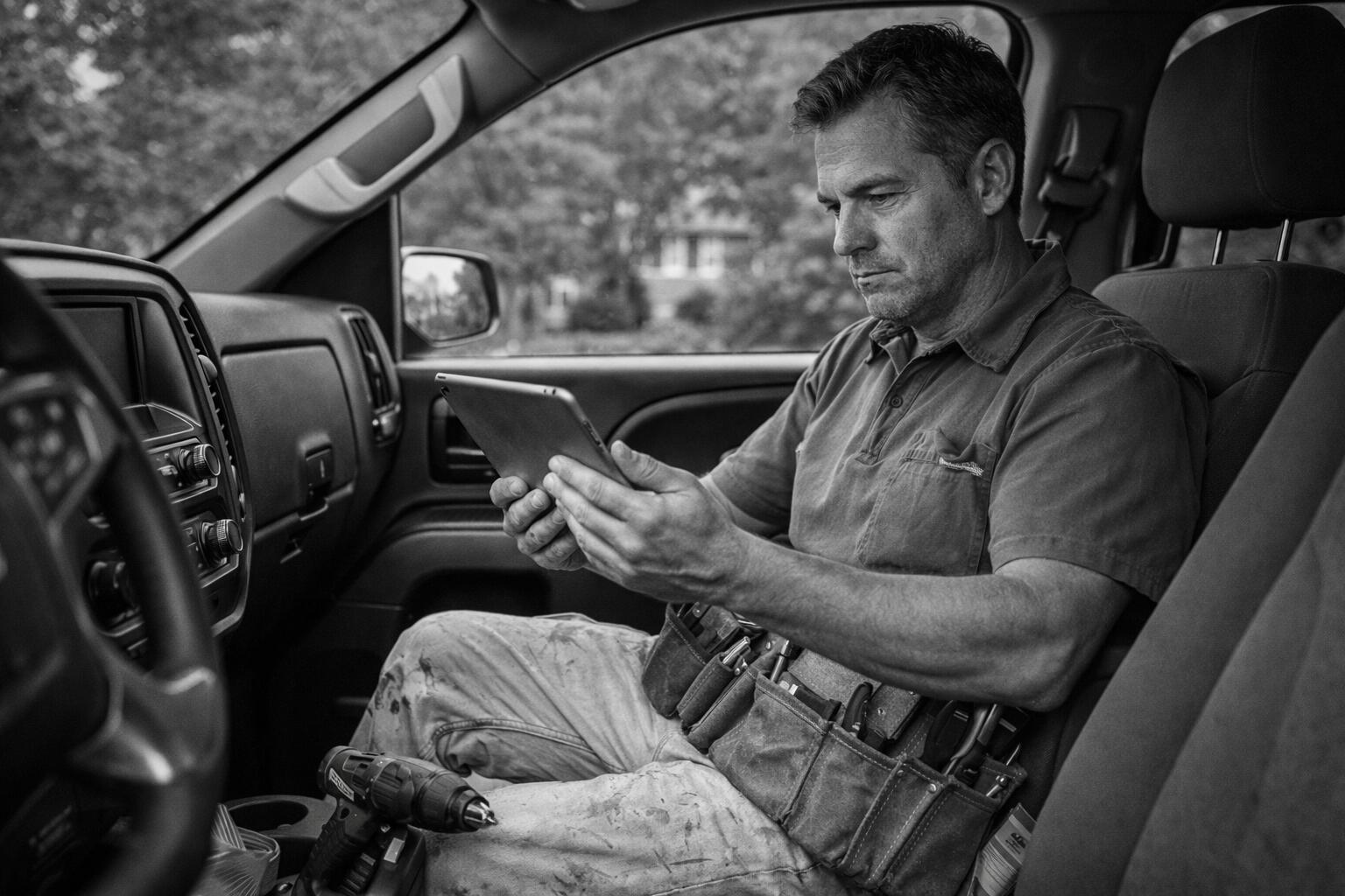 Contractor on tablet